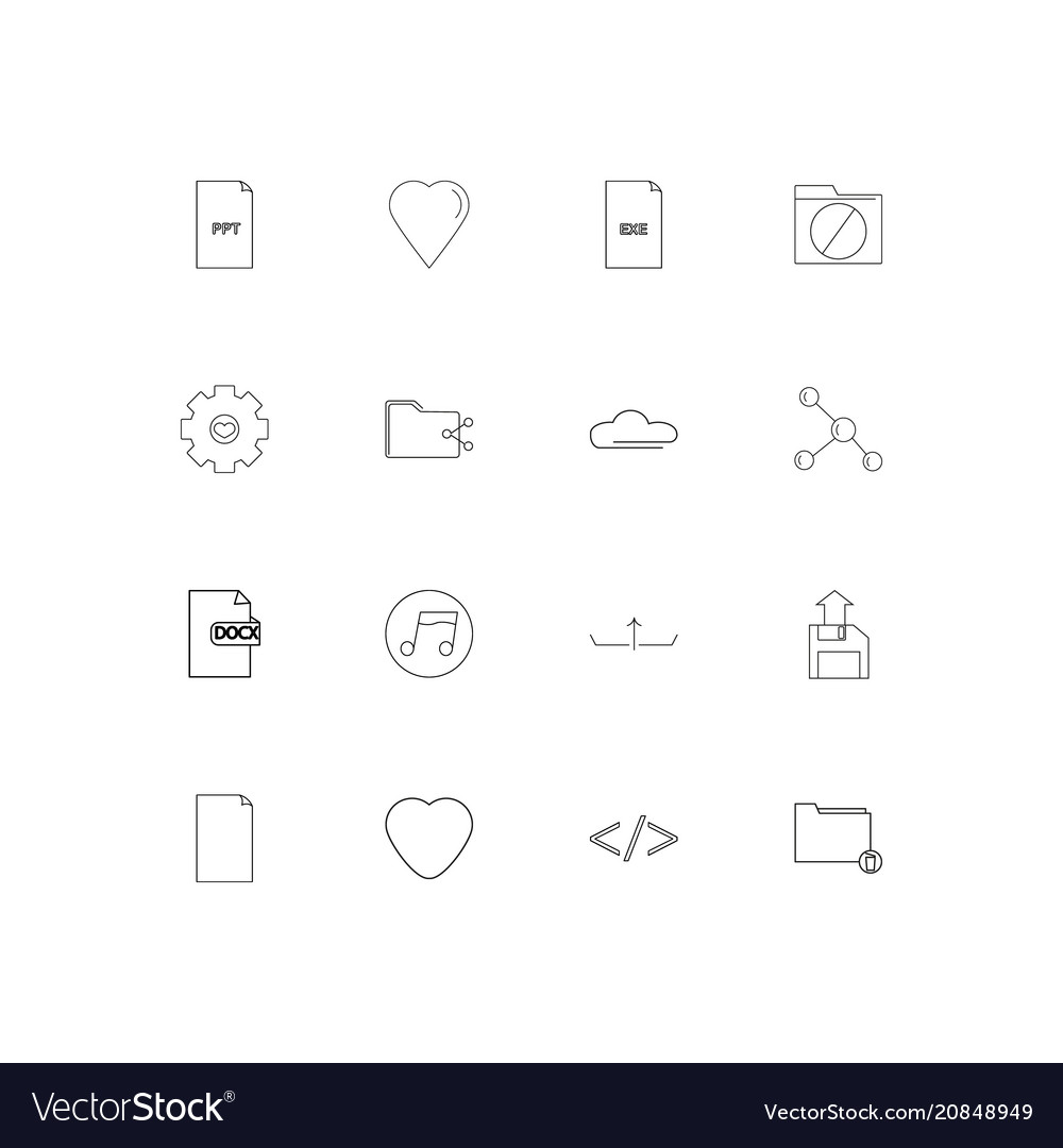Files and folders sign linear thin icons set