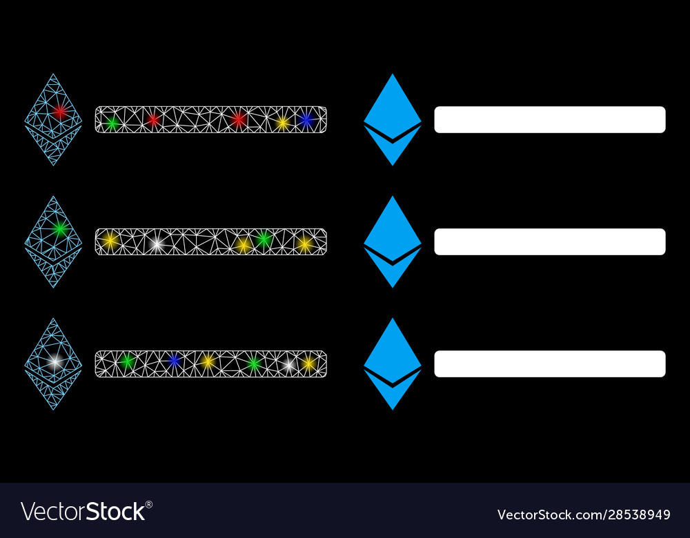Glowing mesh wire frame ethereum list icon vector image Glowing mesh wire frame ethereum list icon