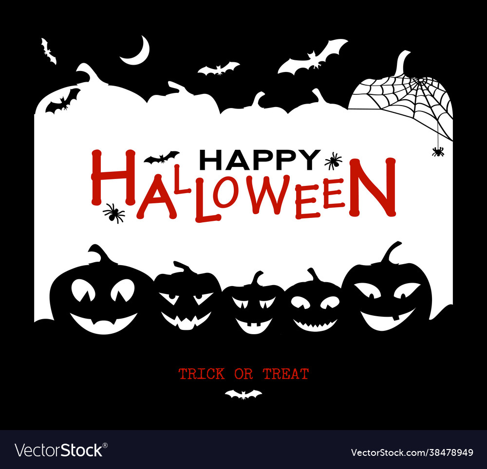 Halloween design pumpkins and houses black