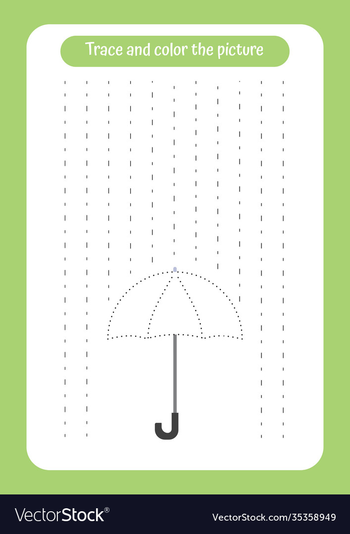Hand writnig practice for children trace rain Vector Image