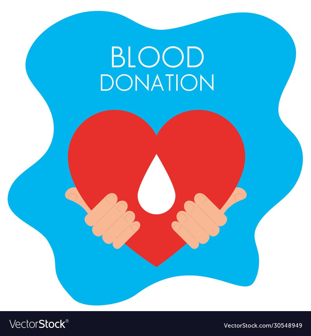 Hands with heart blood donation Royalty Free Vector Image