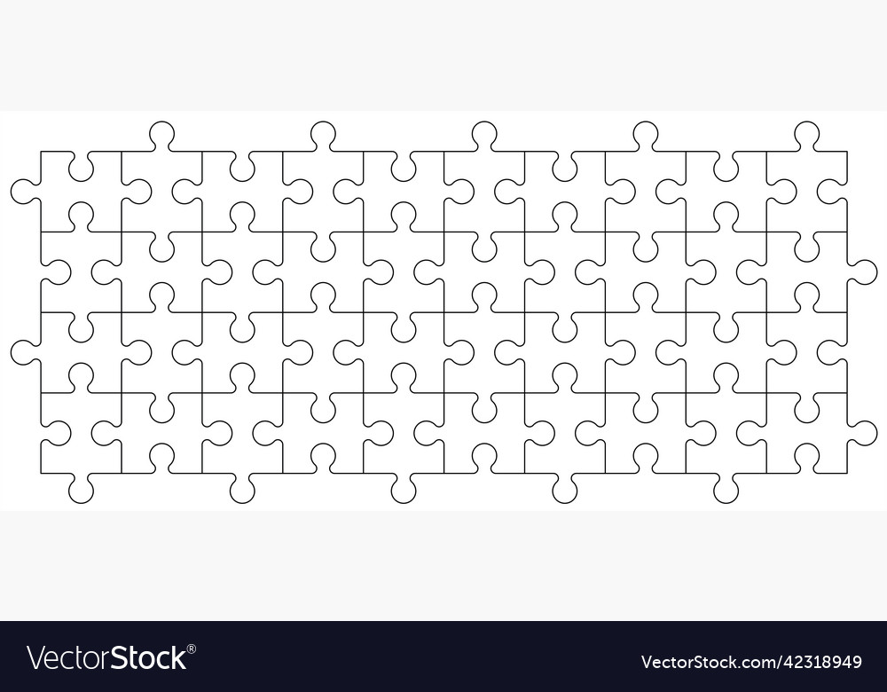 Jigsaw puzzle pieces connection line pattern vector image Jigsaw puzzle pieces connection line pattern