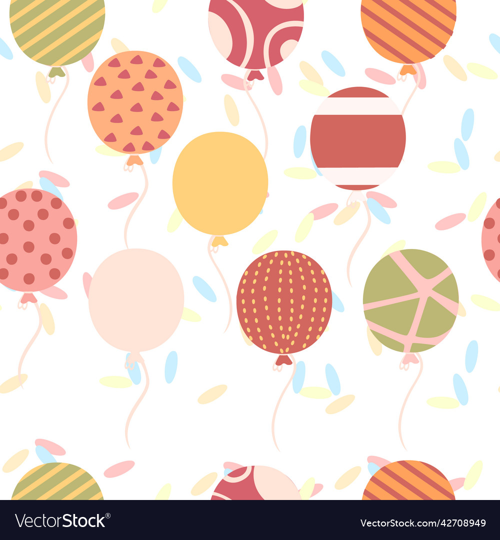 Seamless pattern of flat balloons with different vector image Seamless pattern of flat balloons with different