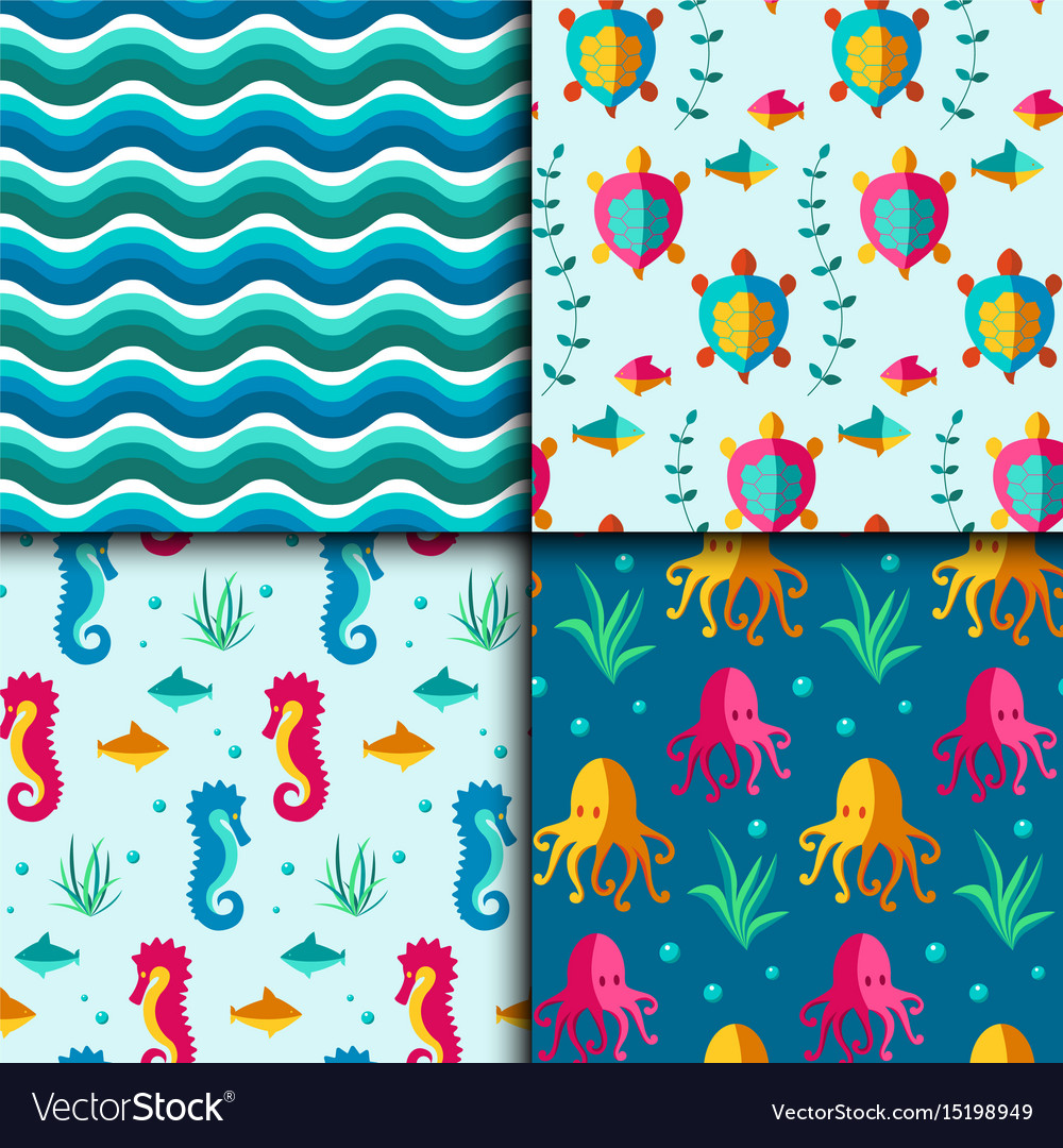 Seamless patterns with nautical elements
