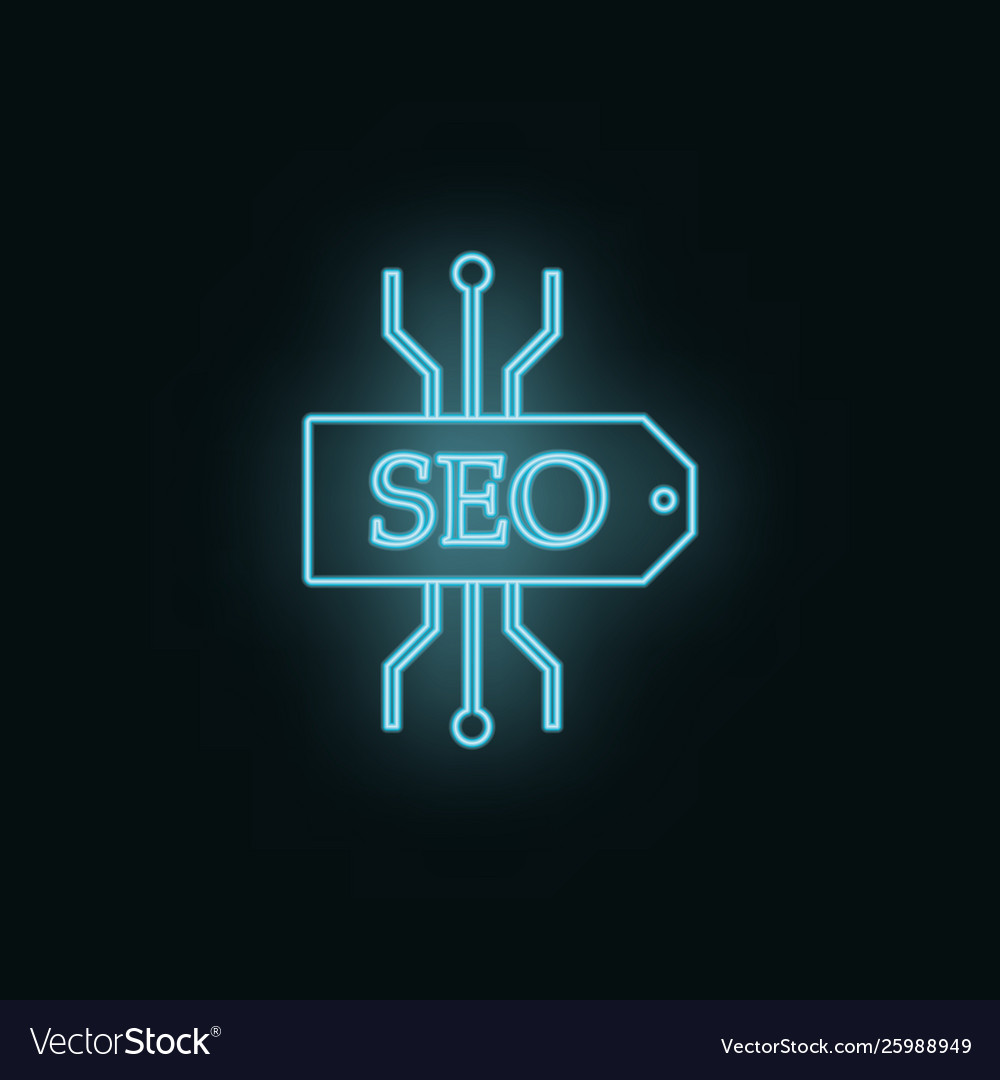 Seo scheme neon icon web development element vector image Seo scheme neon icon web development element