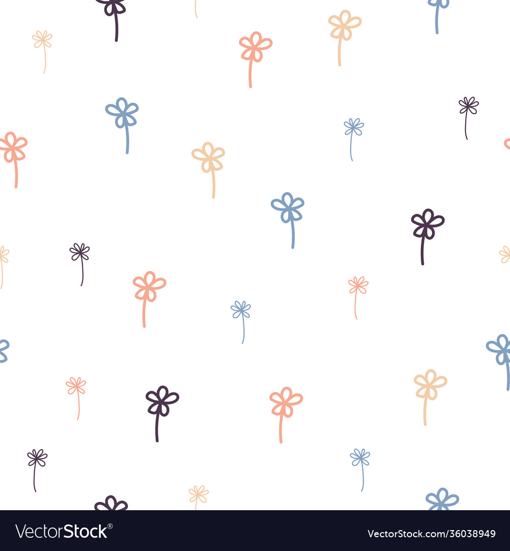 Simple flower doodle repeat pattern vector image Simple flower doodle repeat pattern
