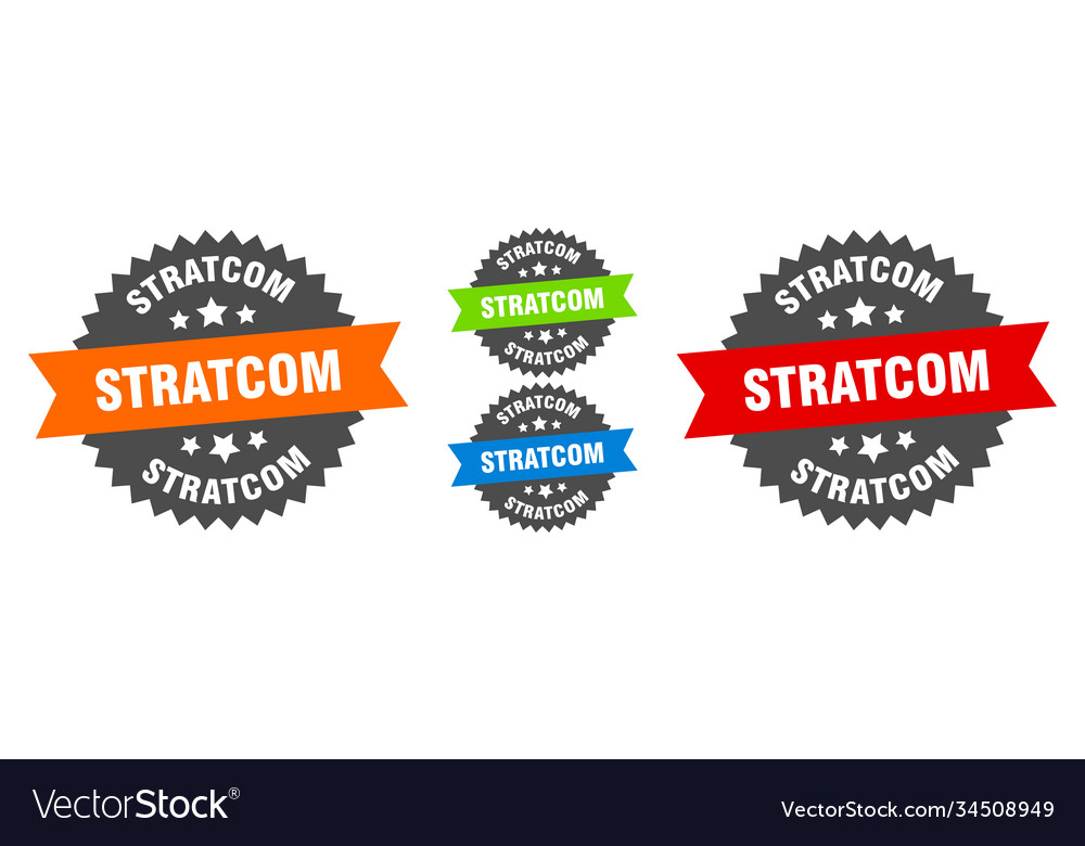Stratcom sign round ribbon label set seal