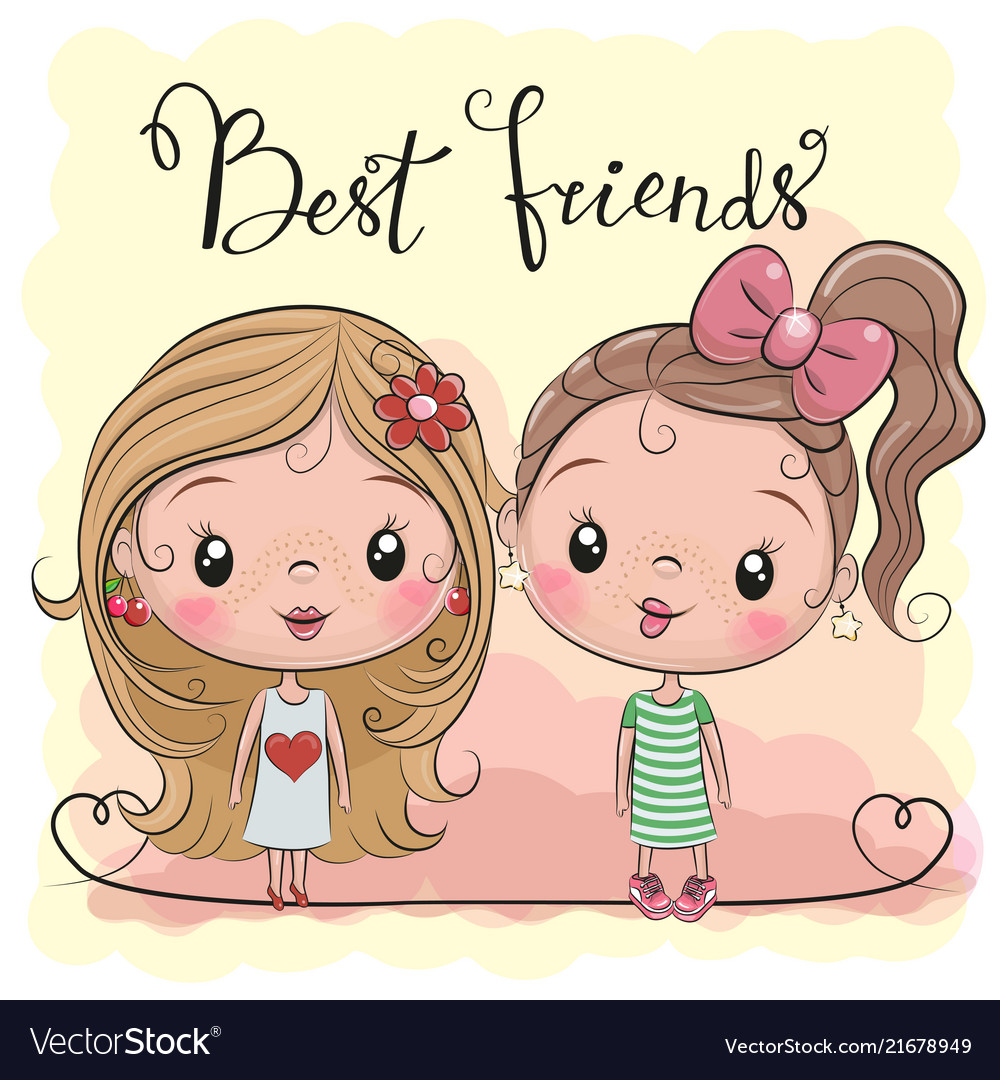 Two cute cartoon girls Royalty Free Vector Image