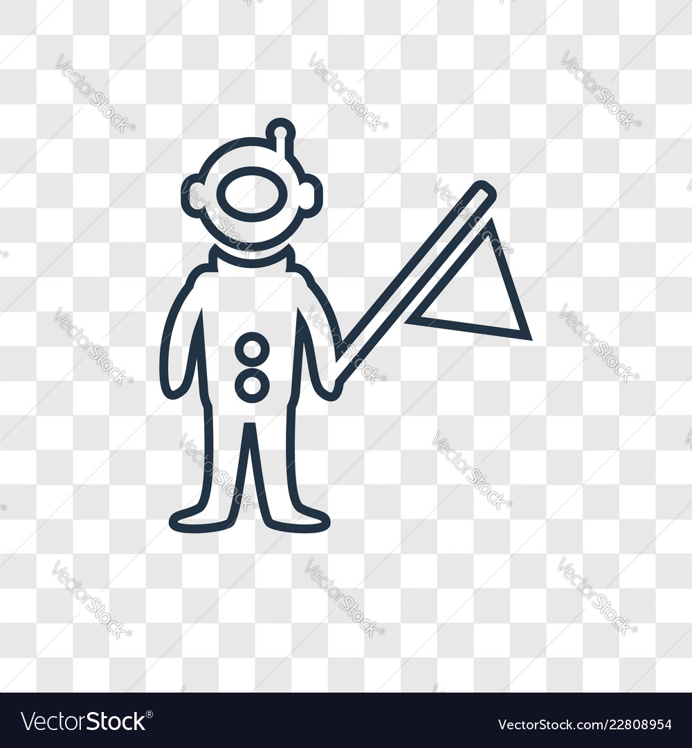 Astronaut and flag concept linear icon isolated vector image Astronaut and flag concept linear icon isolated