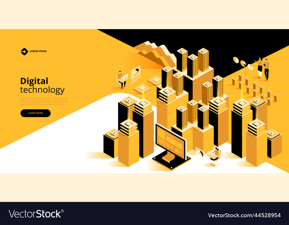 Big data processing concept center isometric