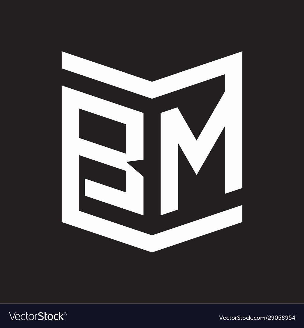 BM Logo monogram letter with shield and slice style design