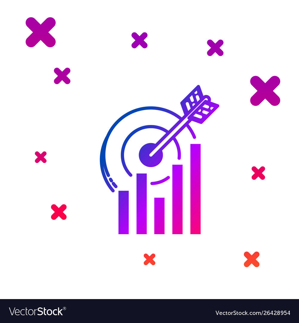 Color target with graph chart icon isolated vector image Color target with graph chart icon isolated
