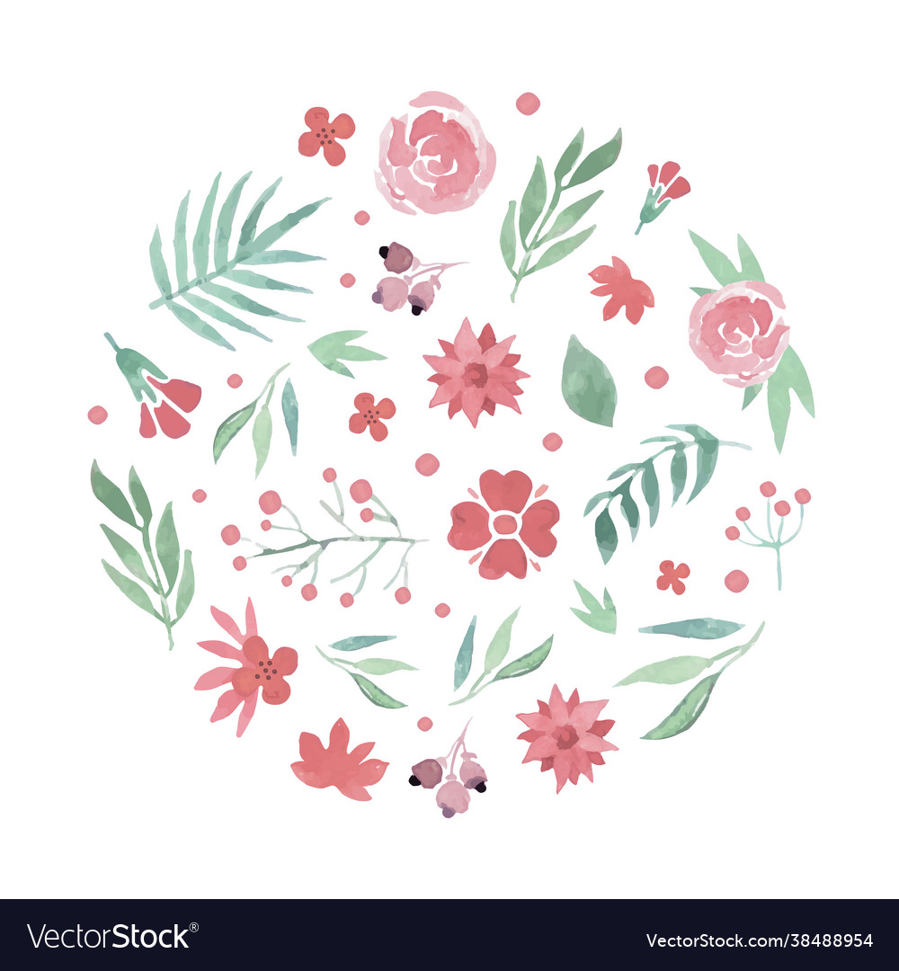 Floral circle arrangement for flower shop design Vector Image