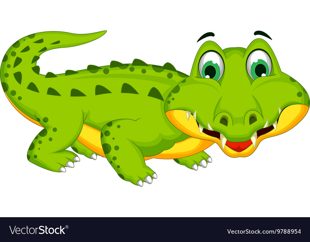 Funny crocodile cartoon posing Royalty Free Vector Image