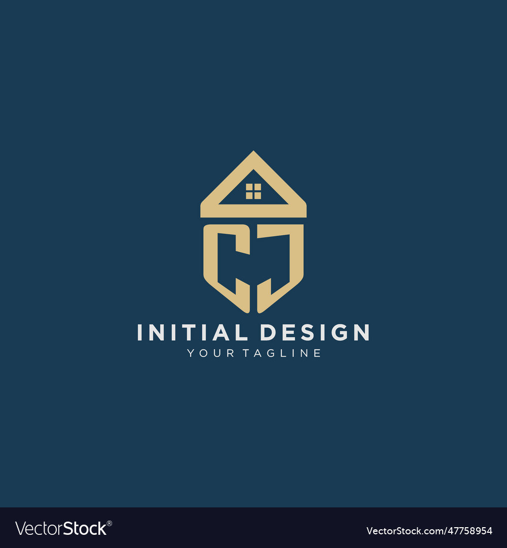 Initial letter cj with simple house roof creative Vector Image