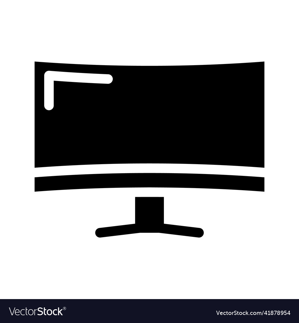 Monitor computer display glyph icon vector image Monitor computer display glyph icon