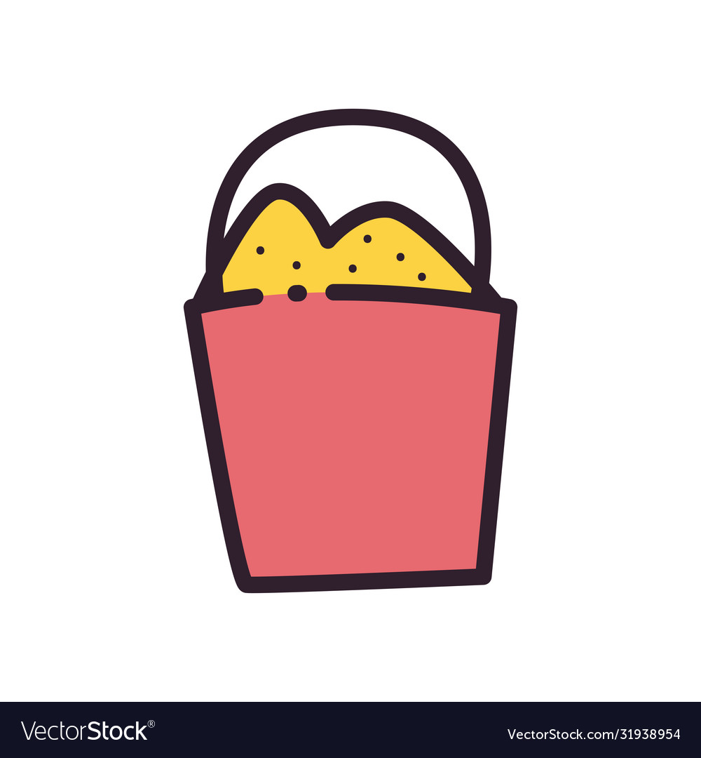 Sand bucket fill and line style icon design