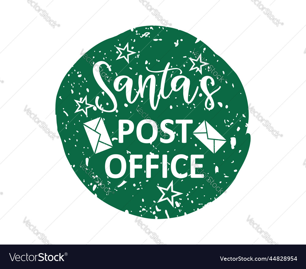 Santas post office north pole grunge rubber stamp