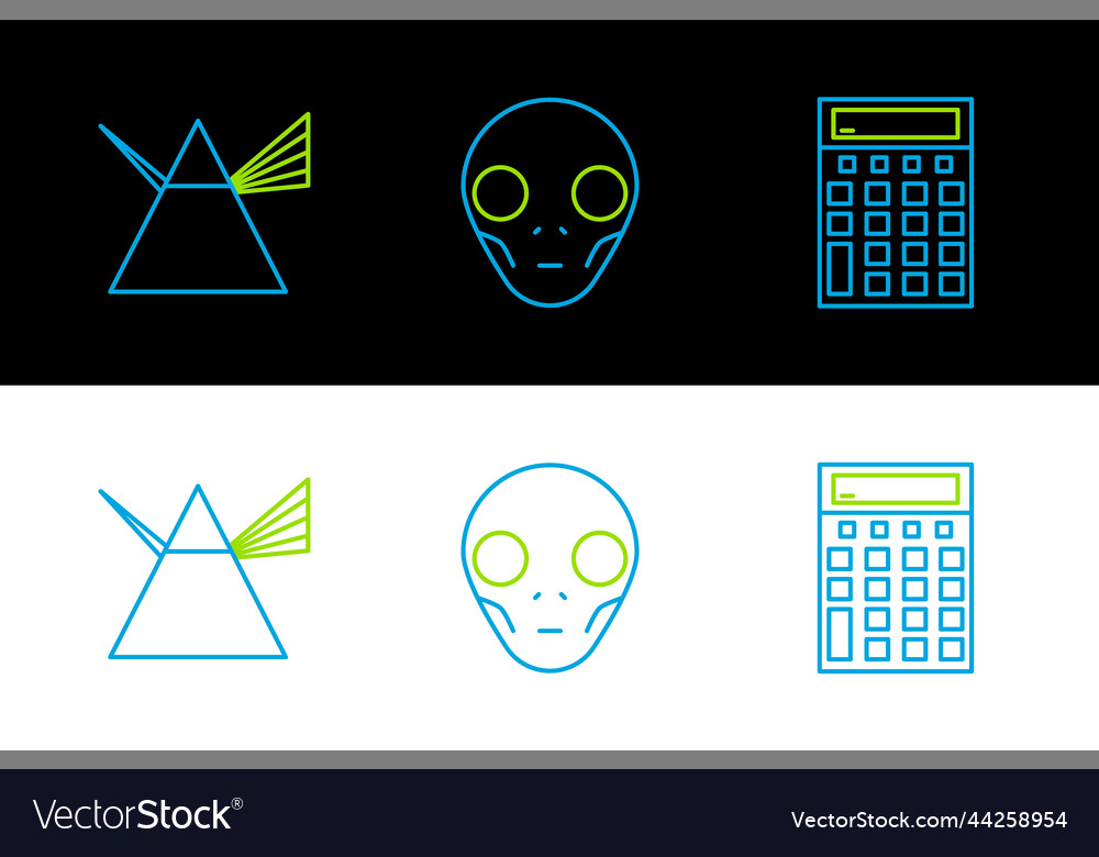 Set line calculator light rays in prism vector image Set line calculator light rays in prism