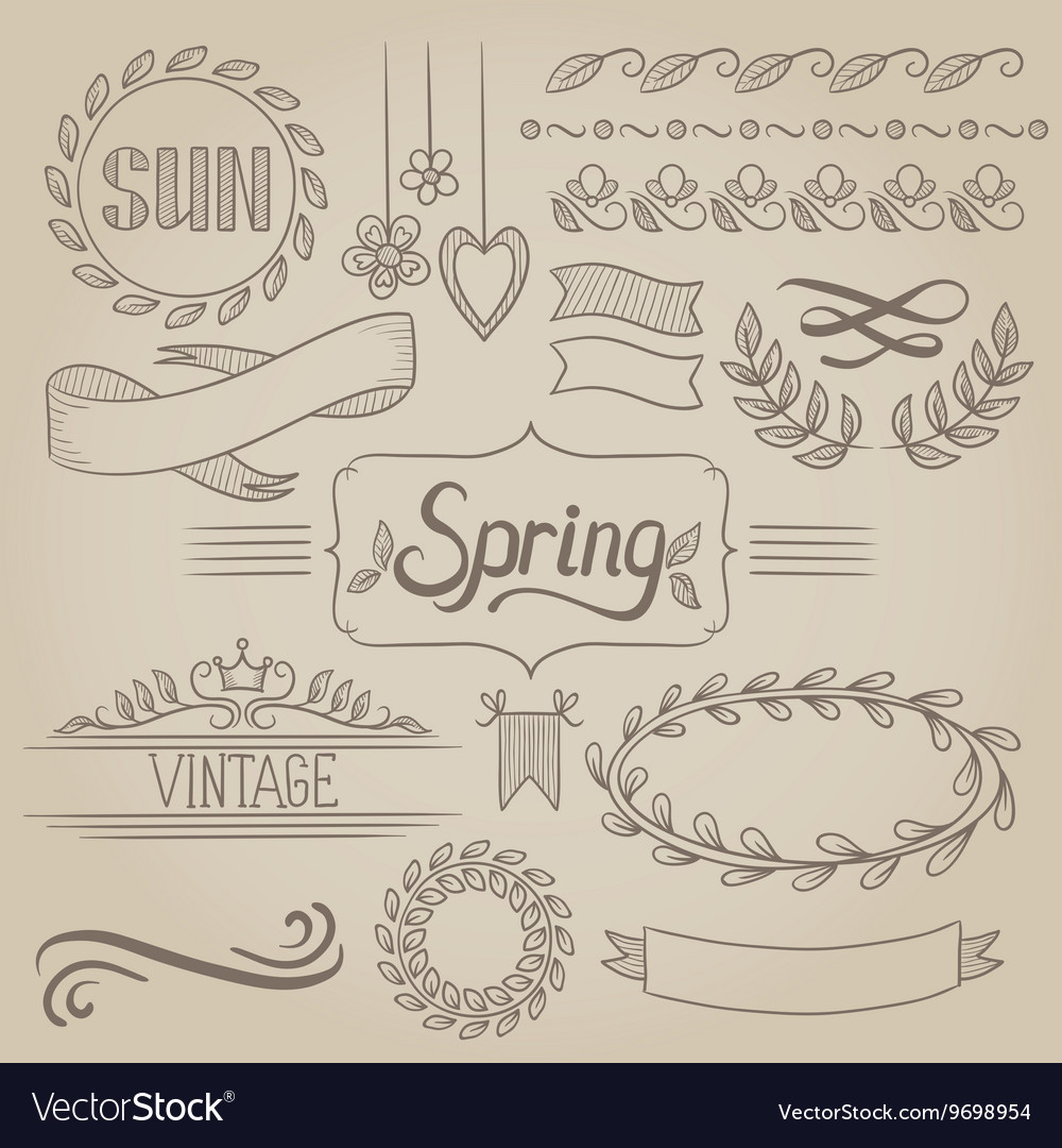 Set of spring ribbons and elements
