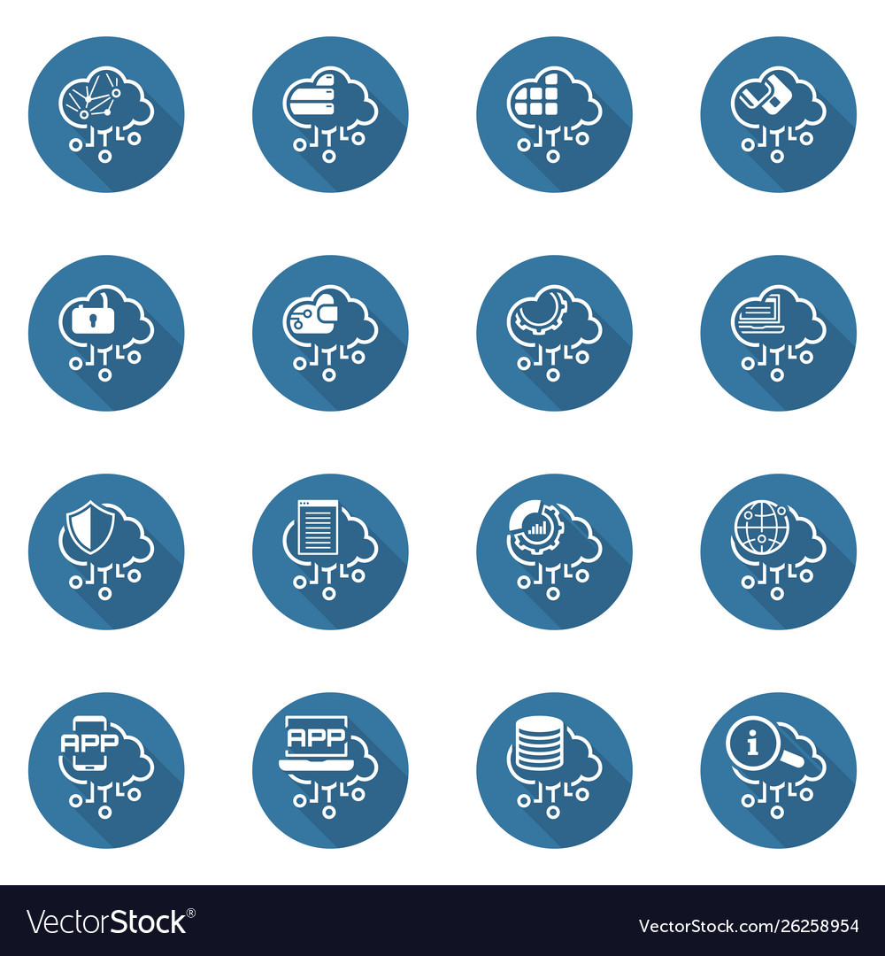 Simple set cloud computing related line icons vector image Simple set cloud computing related line icons