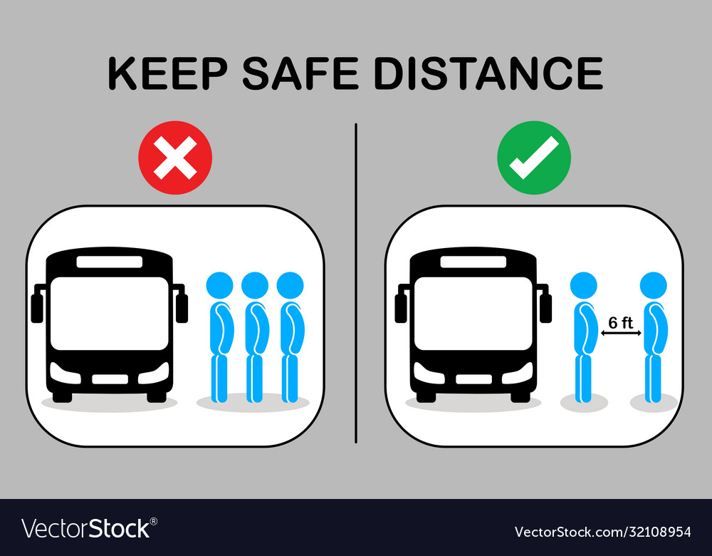 Social distancing with many people on queue line Vector Image Social distancing with many people on queue line