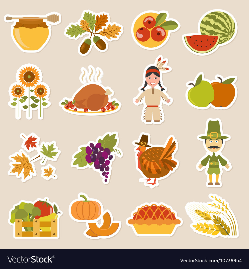 Thanksgiving day icon set flat style