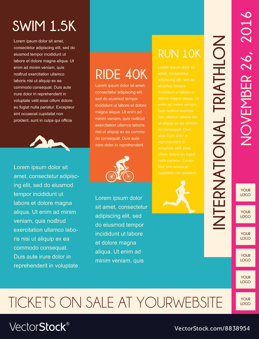 Triathlon Flat Design Poster Royalty Free Vector Image