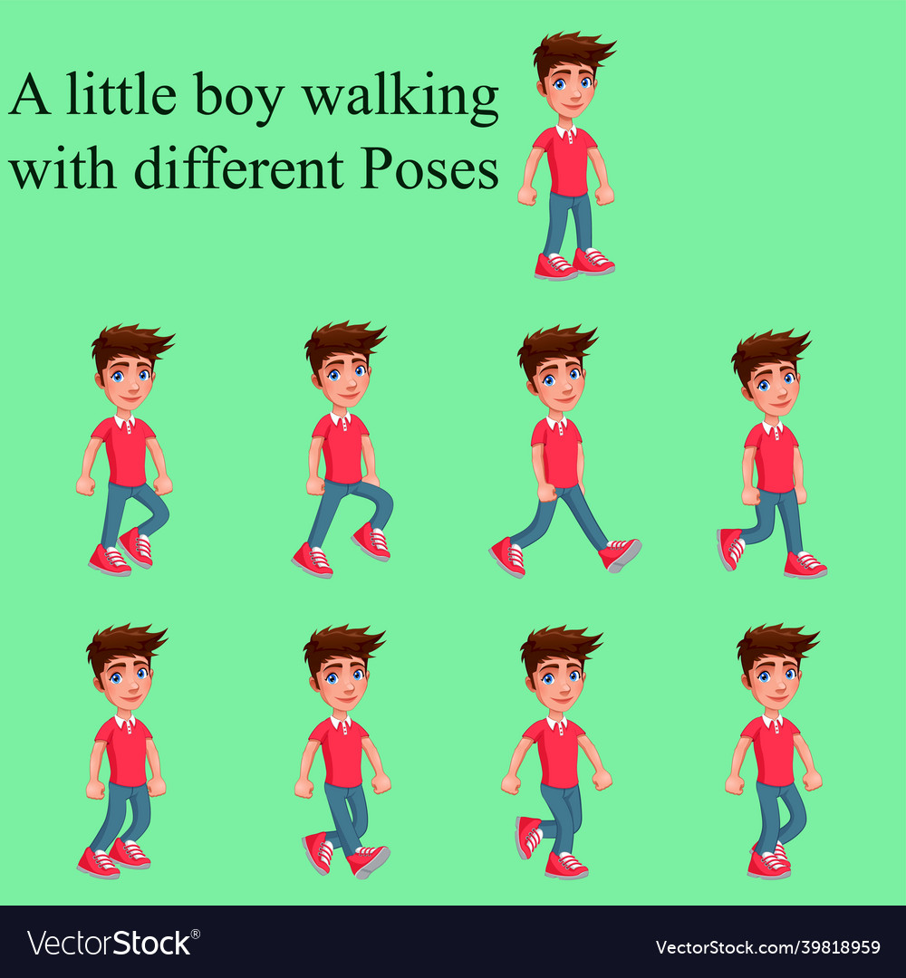 A boy with different poses Royalty Free Vector Image