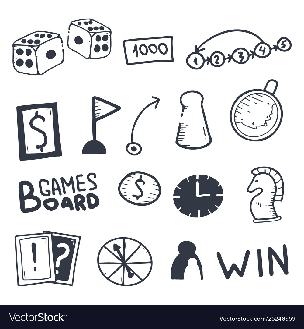 Board games set hand draw doodle elements Vector Image