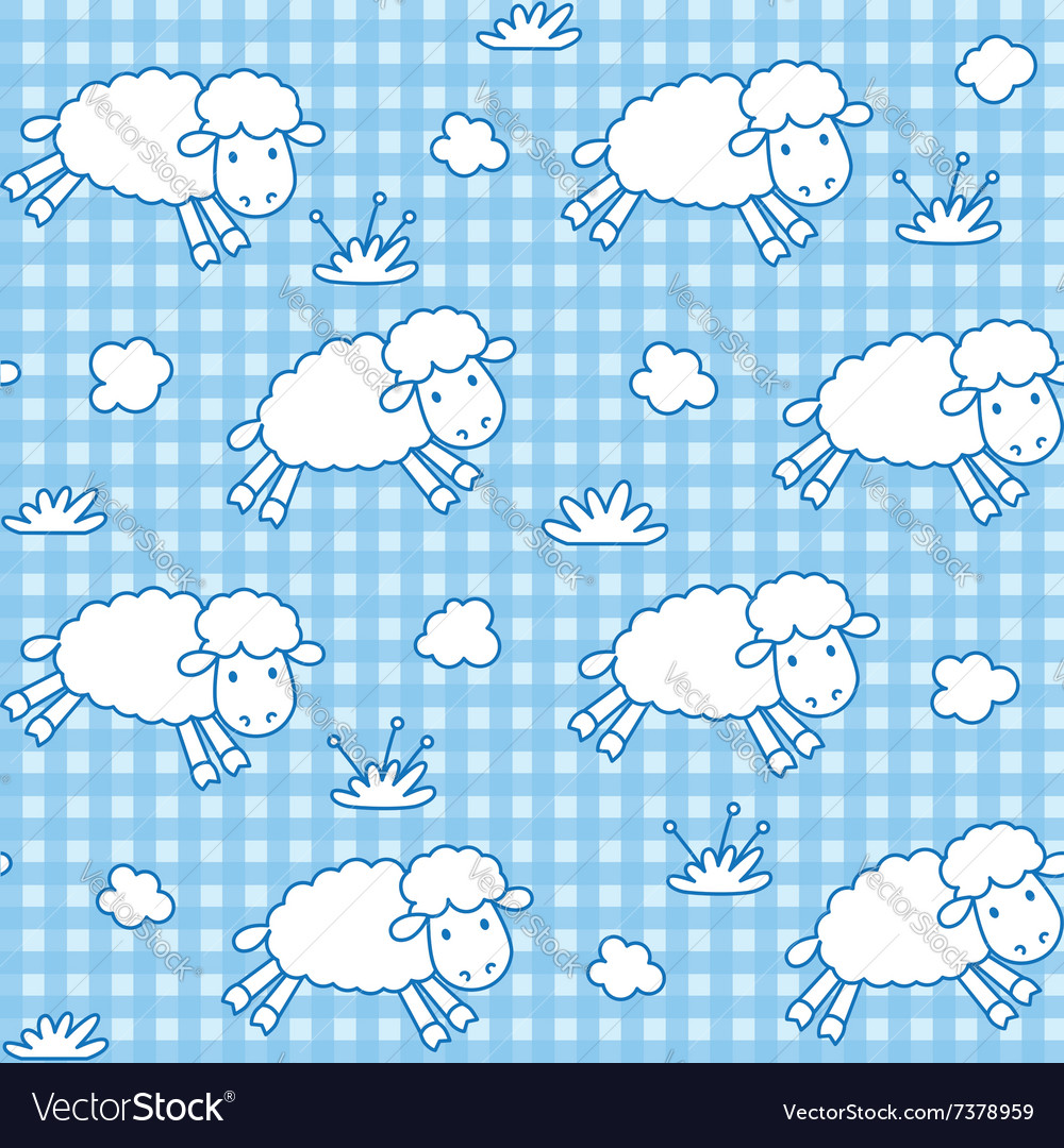 Cute Sheep Pattern with Clouds