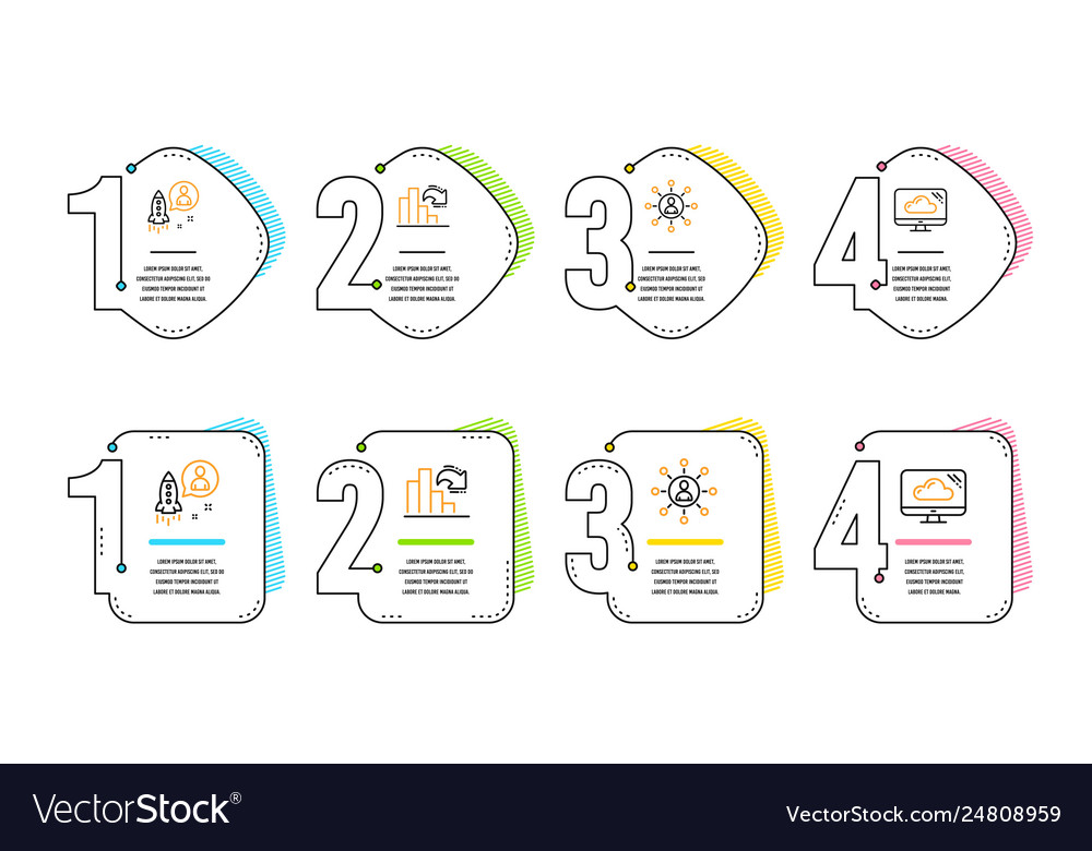 Decreasing graph networking and startup icons set vector image Decreasing graph networking and startup icons set