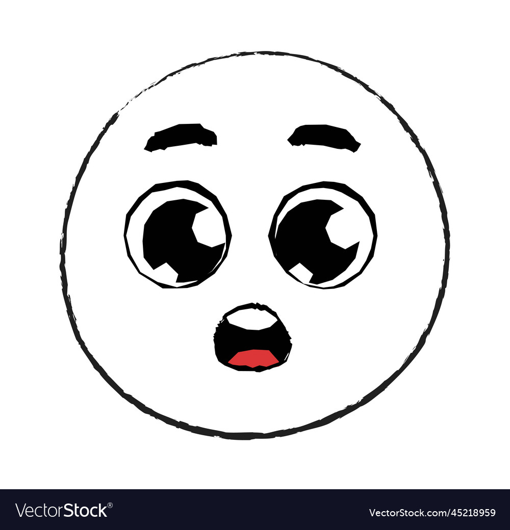 Hand drawn astonishment emoticon vector image Hand drawn astonishment emoticon