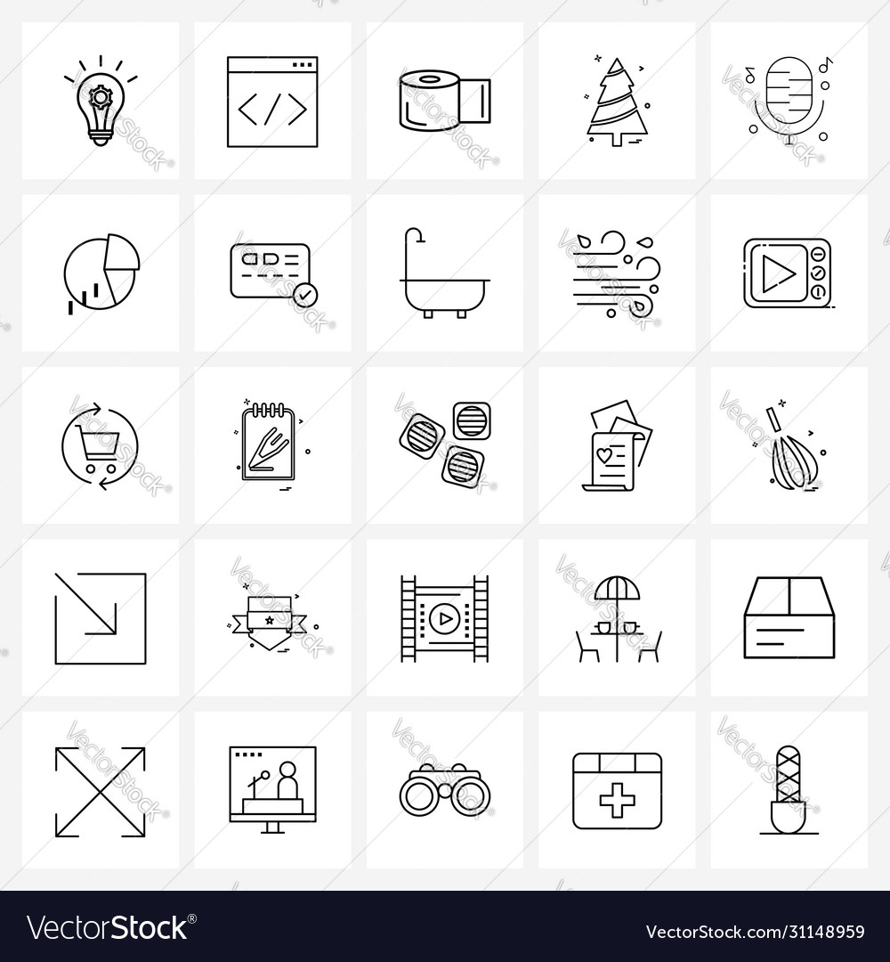 Isolated symbols set 25 simple line icons