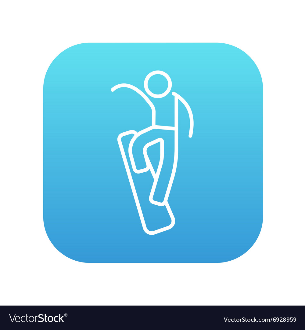 Man snowboarding line icon