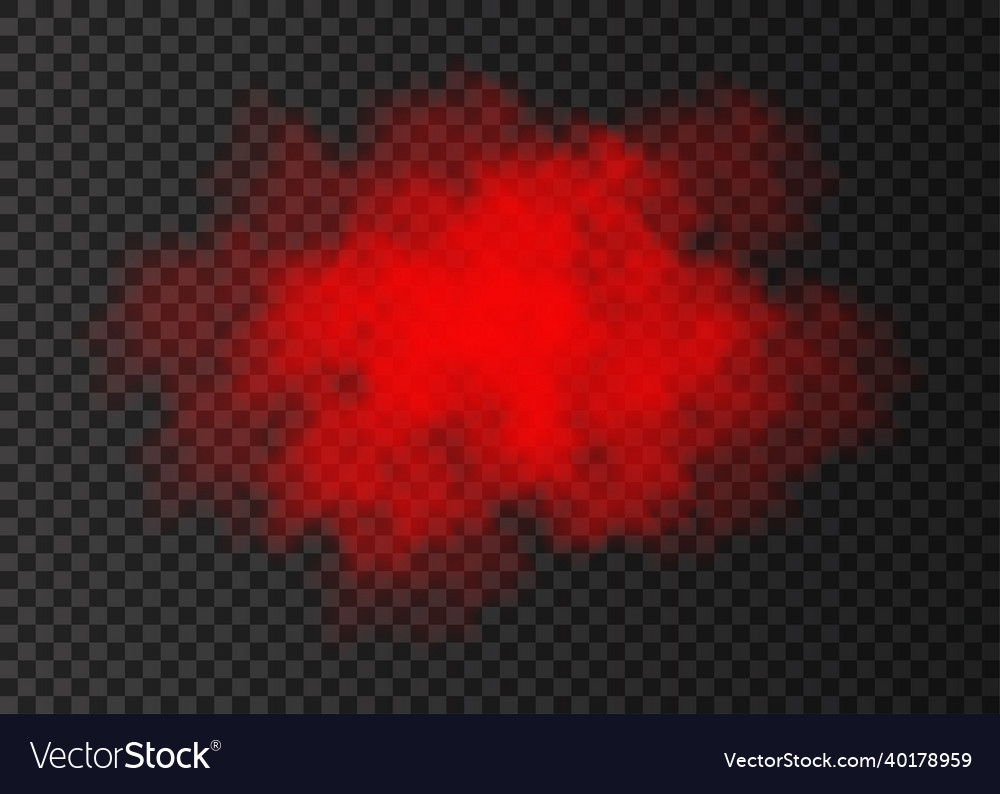 Red smoke cloud isolated on transparent background