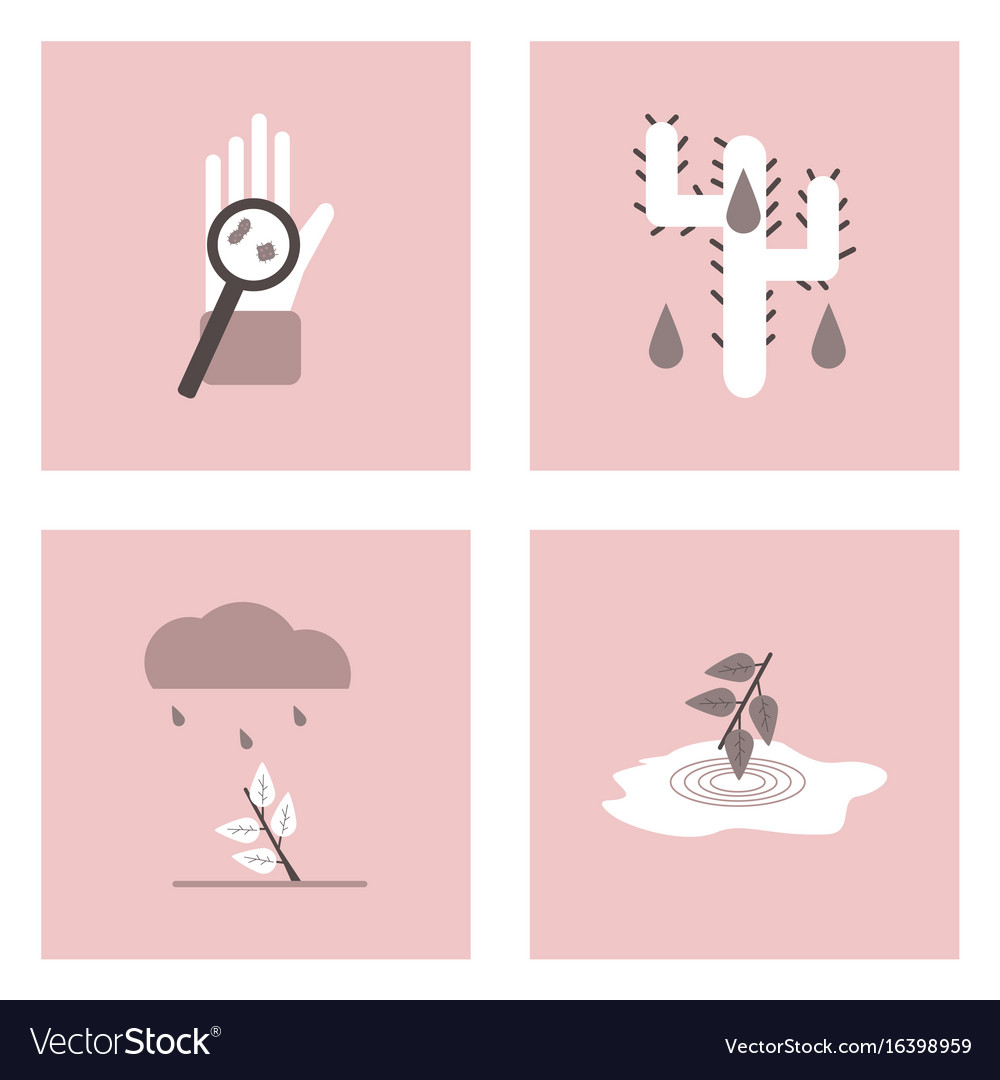 Set of modern eco system icons in flet style