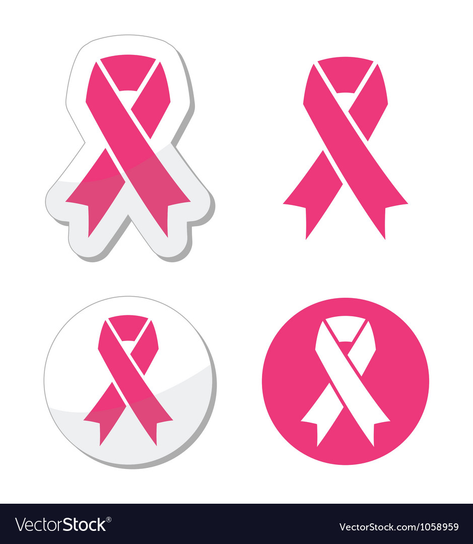 Set of pink ribbons symbols for breast canc Vector Image