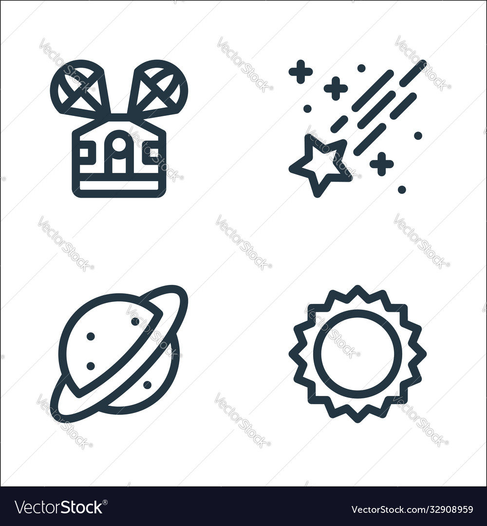 Space line icons linear set quality vector image Space line icons linear set quality