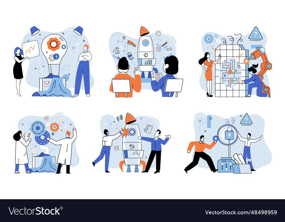 Team solving complex problems teamwork vector image Team solving complex problems teamwork