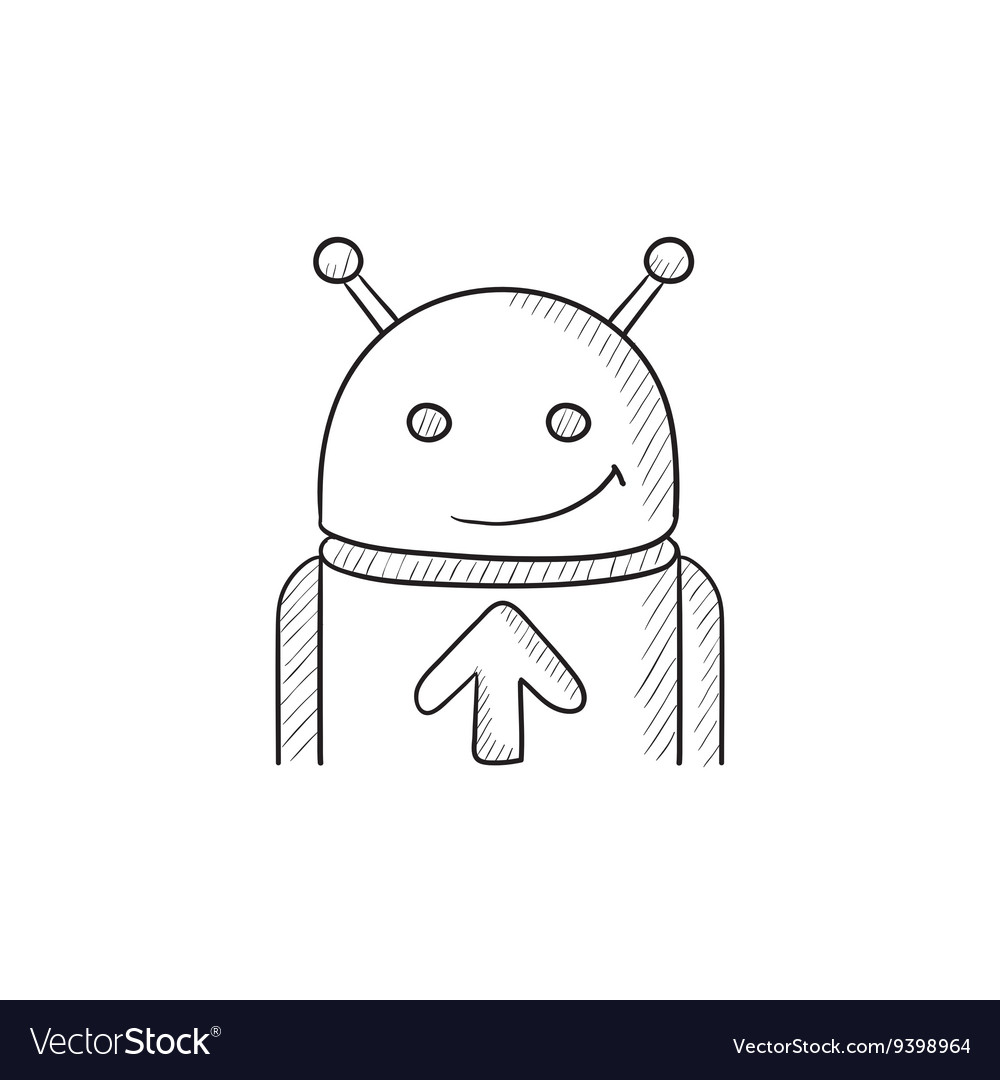 Android with arrow up sketch icon
