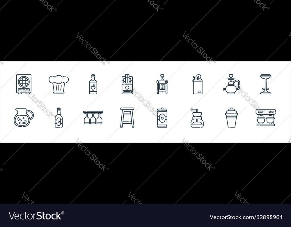 Bar line icons linear set quality vector image Bar line icons linear set quality