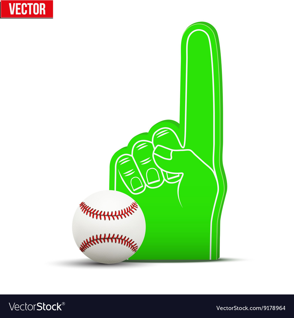 Baseball sports fan foam fingers and ball