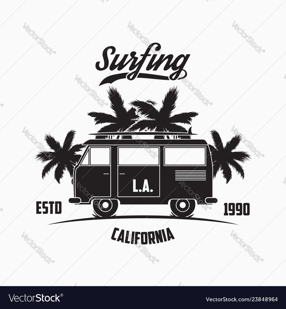 California los angeles surfing typography vector image California los angeles surfing typography