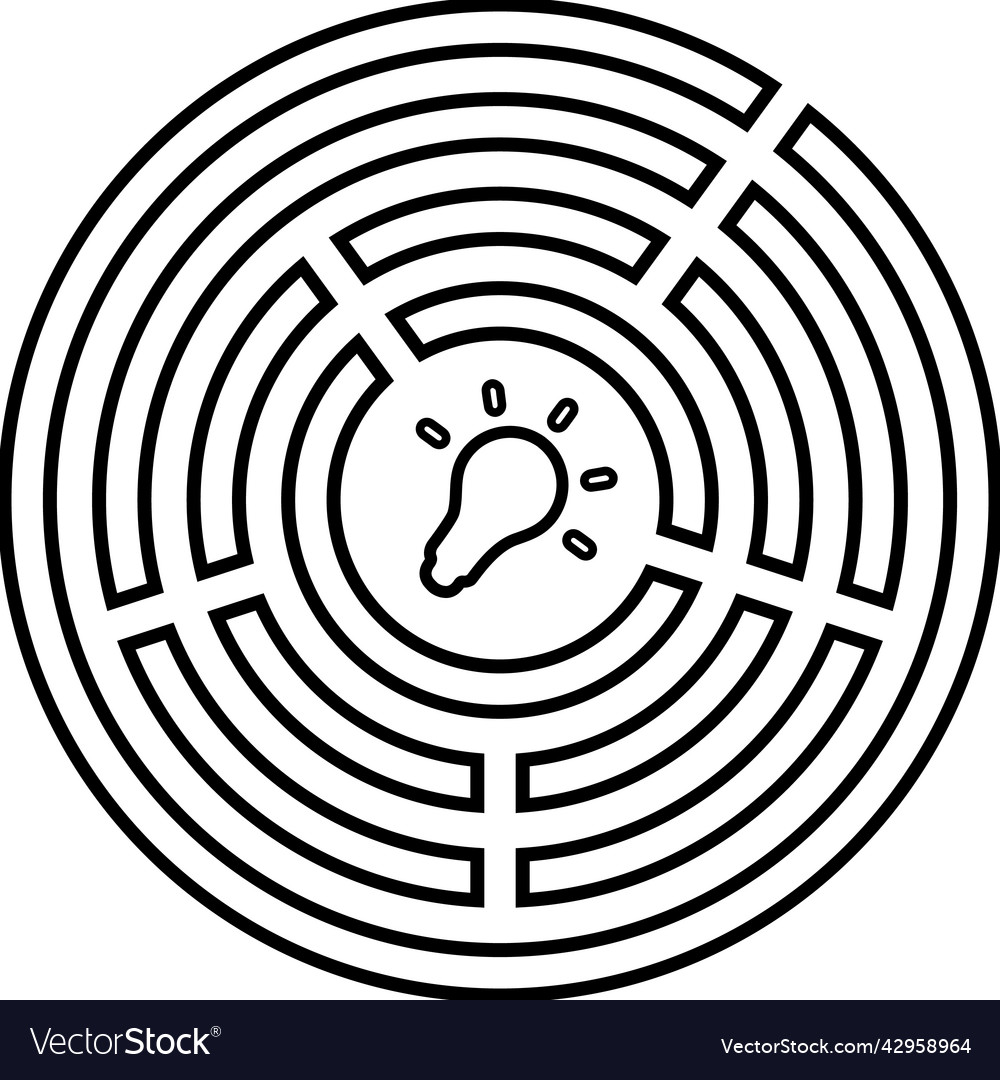 Challenge maze solution outline icon line art