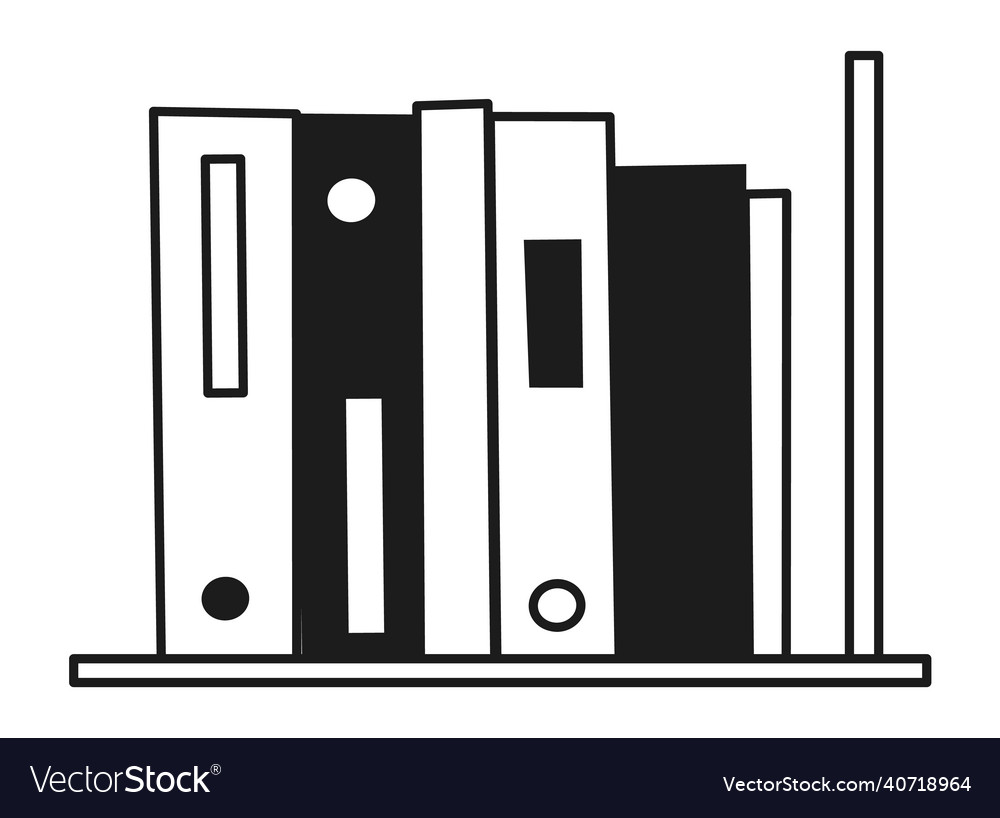 Document storage shelf paper folders in row file vector image Document storage shelf paper folders in row file