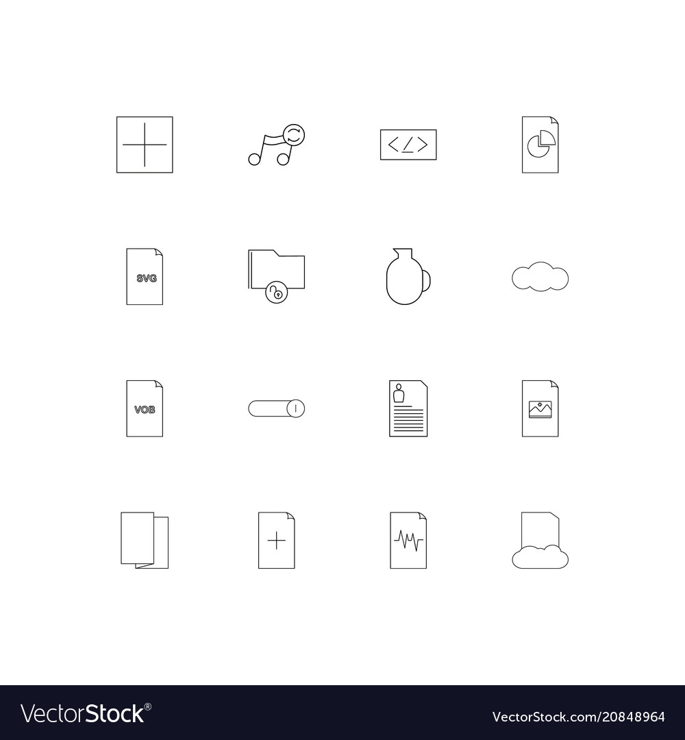 Files and folders sign linear thin icons set