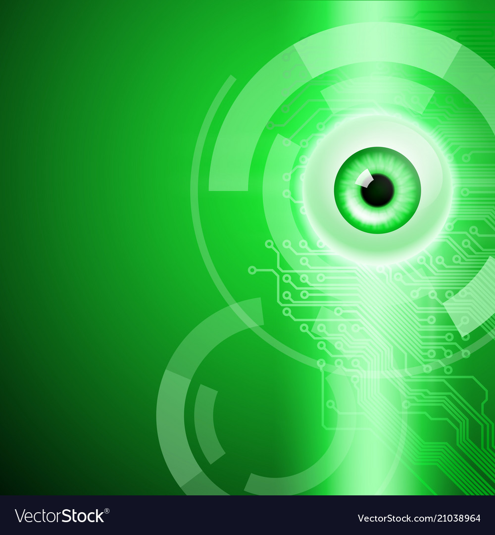 Green background with eye and circuit