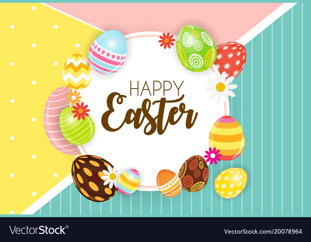 Happy easter cute background with eggs