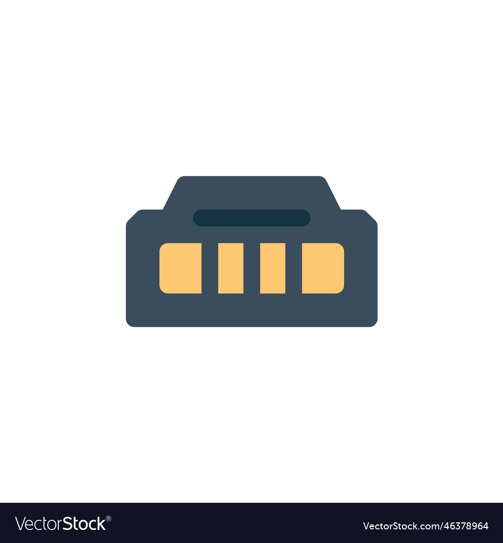 Hdmi port icon computer component flat style vector image Hdmi port icon computer component flat style